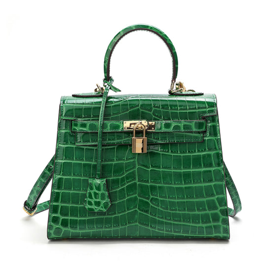 Tiffany & Fred Alligator Embossed Leather Satchel/Shoulder Bag