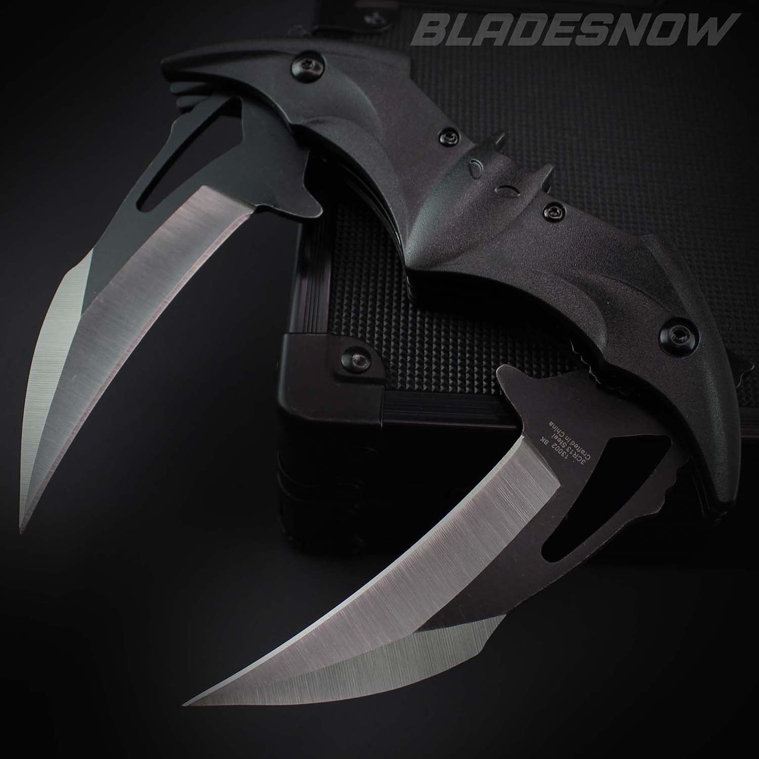 Bat Karambit Twin Blade Spring Assisted Pocket Knife