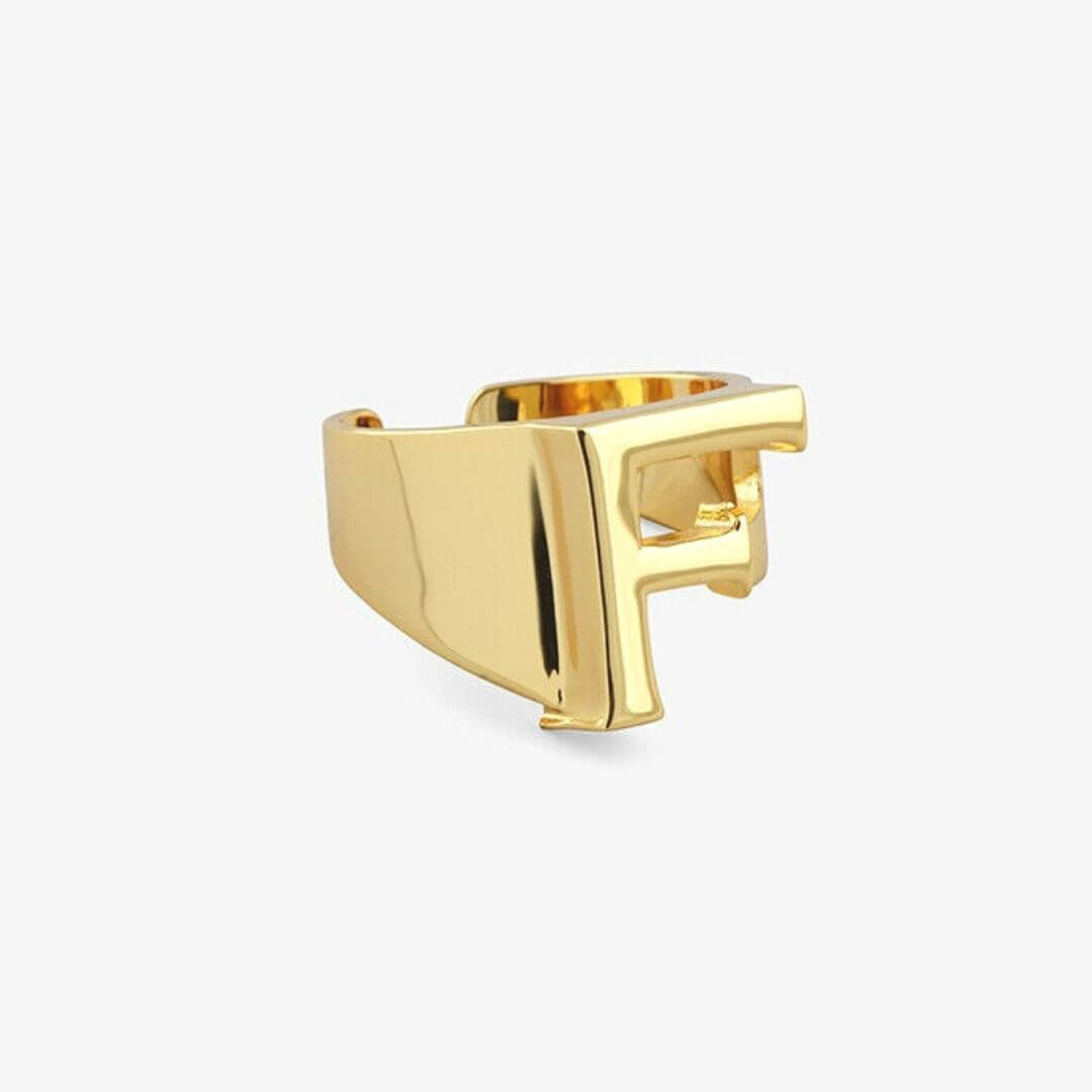 Gold Letter Adjustable Ring – belledesoiree.com