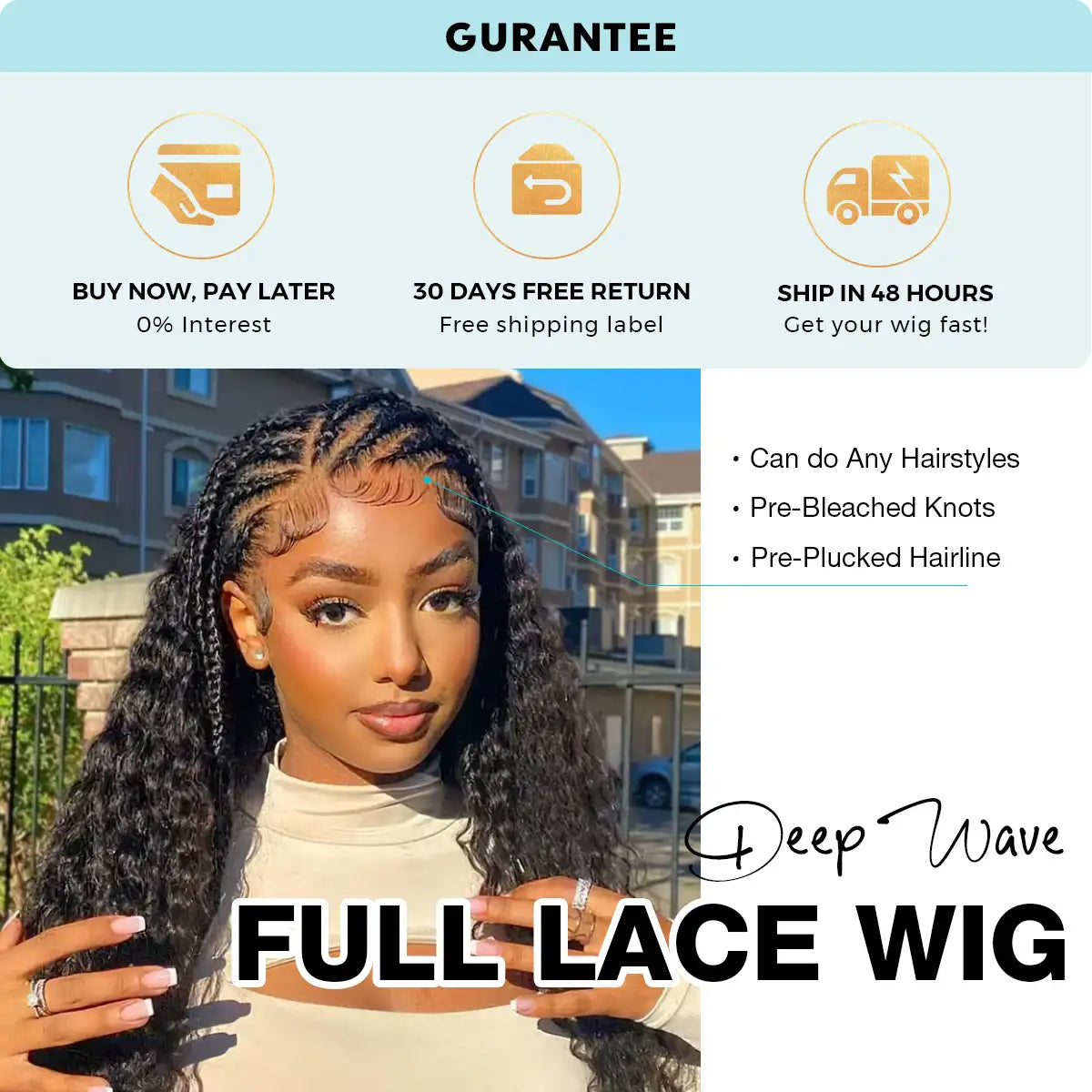 full lace deep wave human hair long length wig