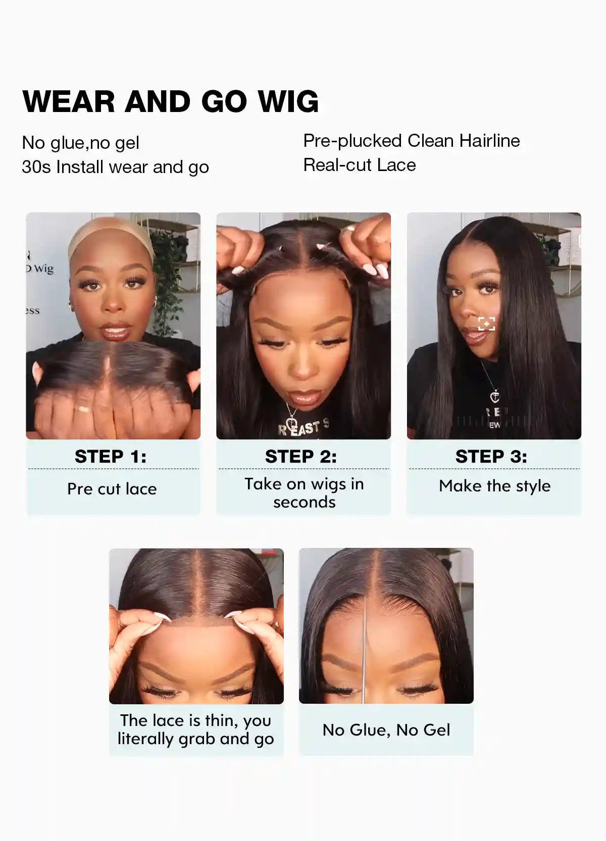 easy installation human hair wigs