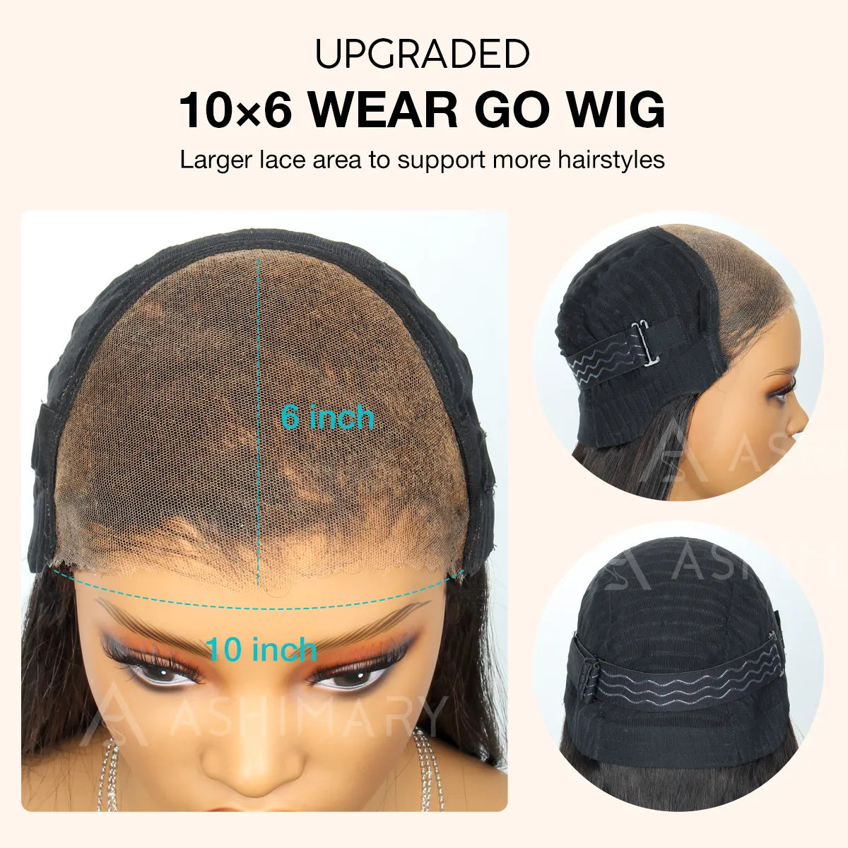 Ashimary 10x6 Parting Max Glueless Bye Bye Knots Wig Pre Cut Lace Wigs