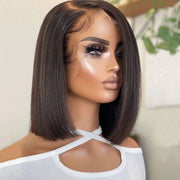 Ashimary Super Natural deep side part Glueless HD Transparent lace Bob wig straight natural color hair