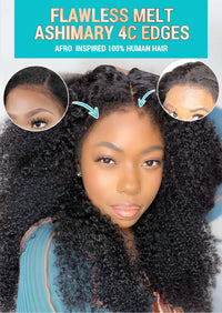 Flash Sale 4C Kinky Edges Curly Hair Transparent HD Lace Front Wigs With Realistic Hairline