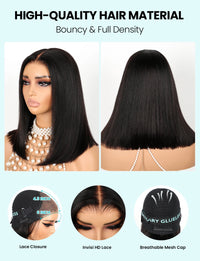 Flash Sale Yaki Straight 6x4.5/4x4/13x6 HD Transparent Pre-Cut Lace Frontal Human Hair Wig Affordable Natural Look Wigs