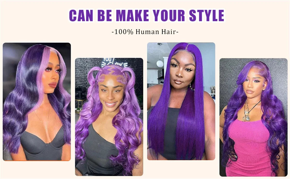 Ashimary Vibrant Darker Purple Color Body Wave Wig