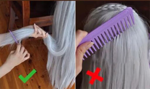 right way to brush wig