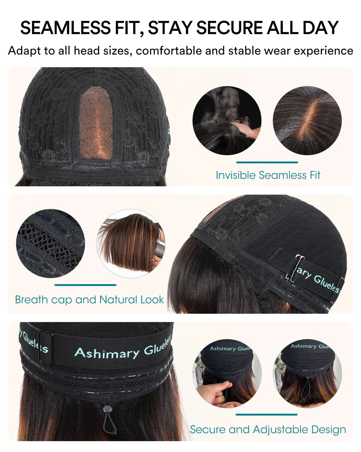 Put On and Go Black Brown Highlight Layered Cut Yaki Straight 3x1 Minimalist Lace Bob Wig With Bangs