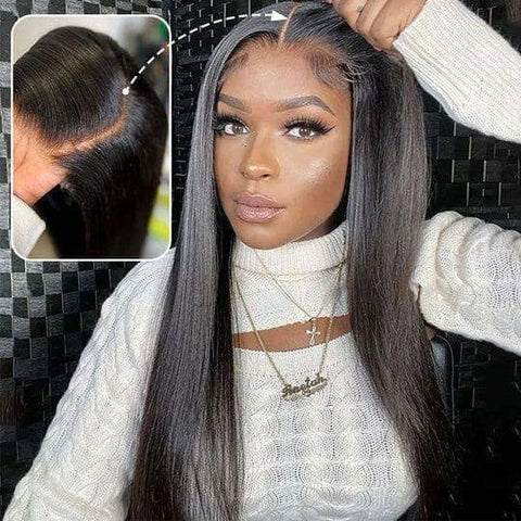 Ready to Wear Straight Out of the Box Glueless HD Transparent Lace Closure Wig with Pre Cut Lace & Bleached Knots