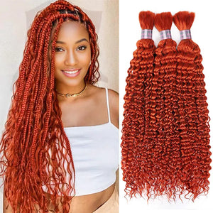 Ashimary Deep Wave Dark Ginger Bulk Human Hair Extensions For Knotless Braiding 3pcs/pack - ashimaryhair