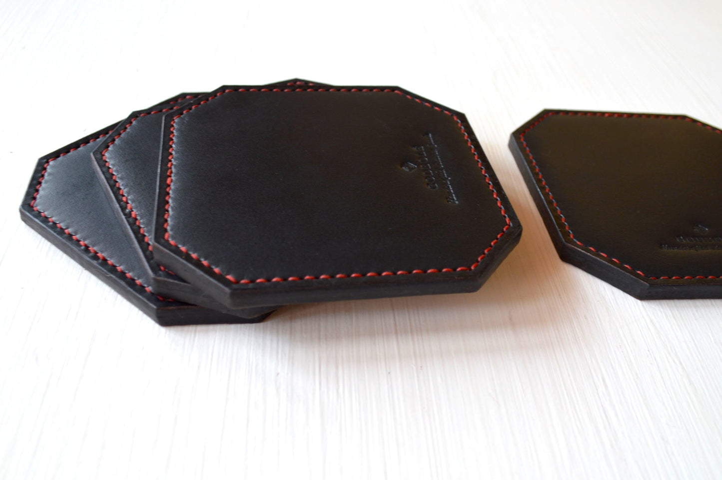 Spill-safe Leather Coasters - Black 01