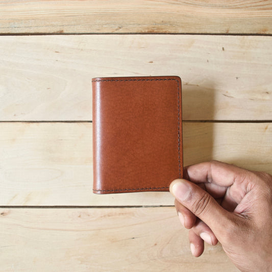 Small Grande Tan Trifold Wallet in Genuine Leather Handmade Multi