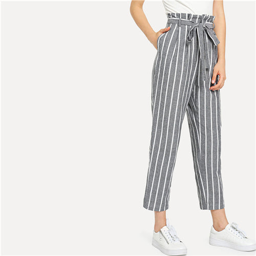 belted striped pants