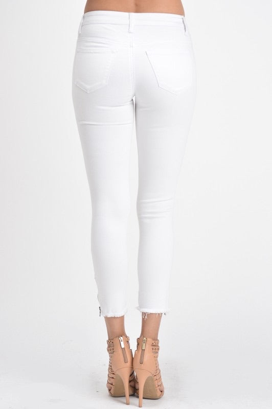 White low rise ankle zip jeans – Aqua Shores Boutique