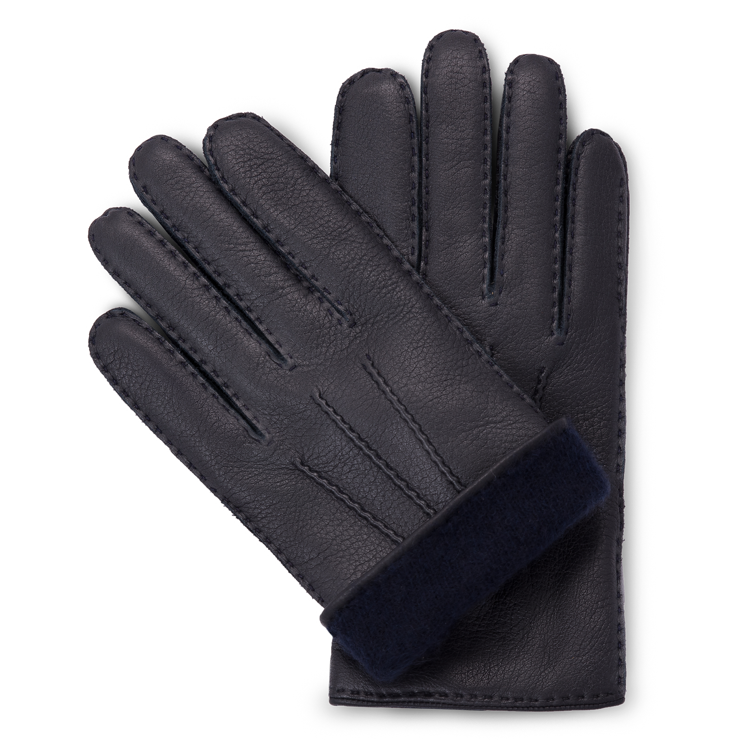 Helsinki - black moose leather gloves navy blue lining – Nordic Moose
