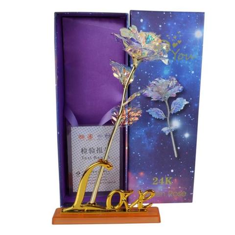 24K "GALAXY" GOLD ROSE "LOVE YOU FOR LIFE" LOVE OPTIONAL LIGHT OR DISPLAY STAND