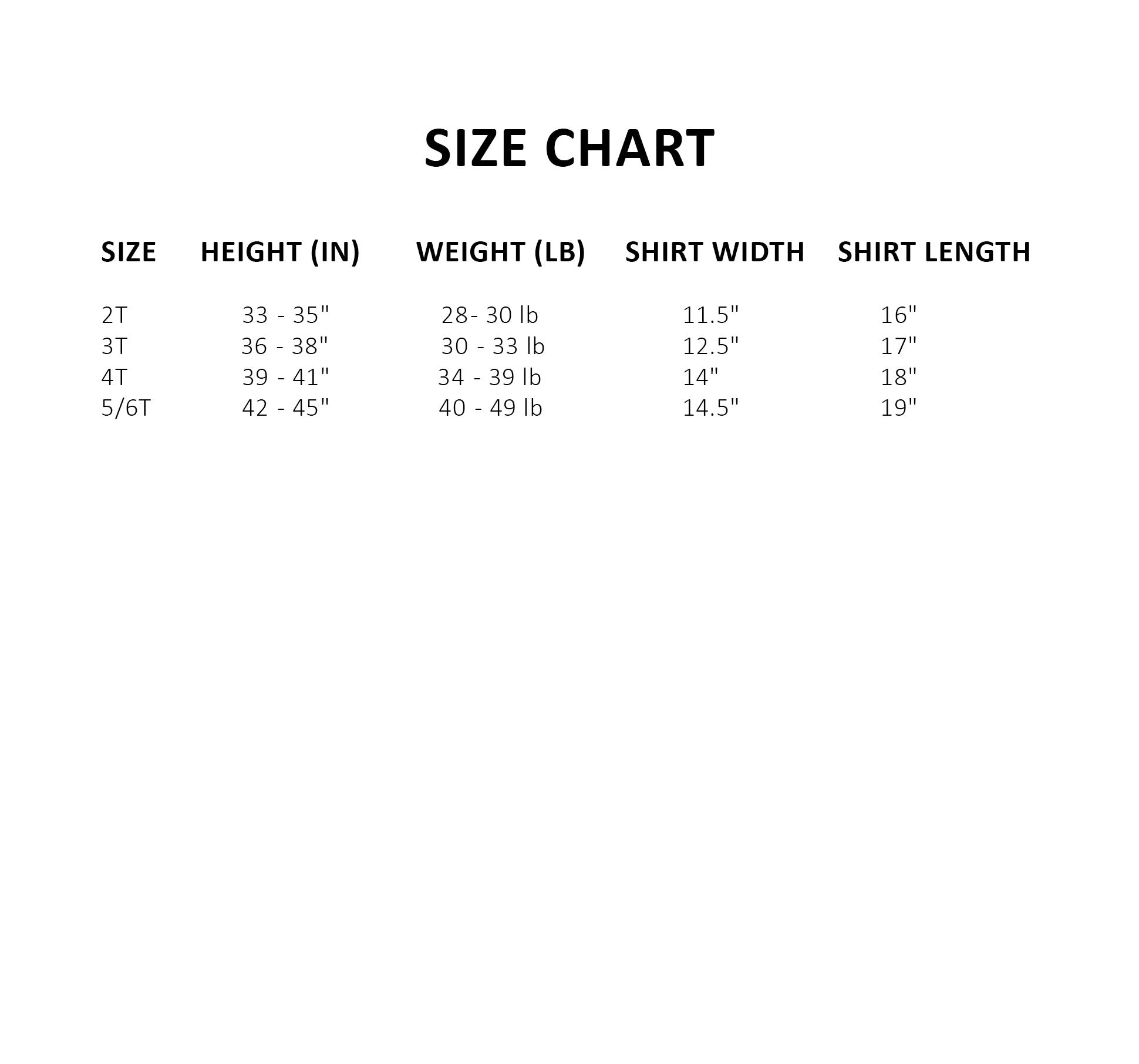 Toddler Boy Pants Size Chart