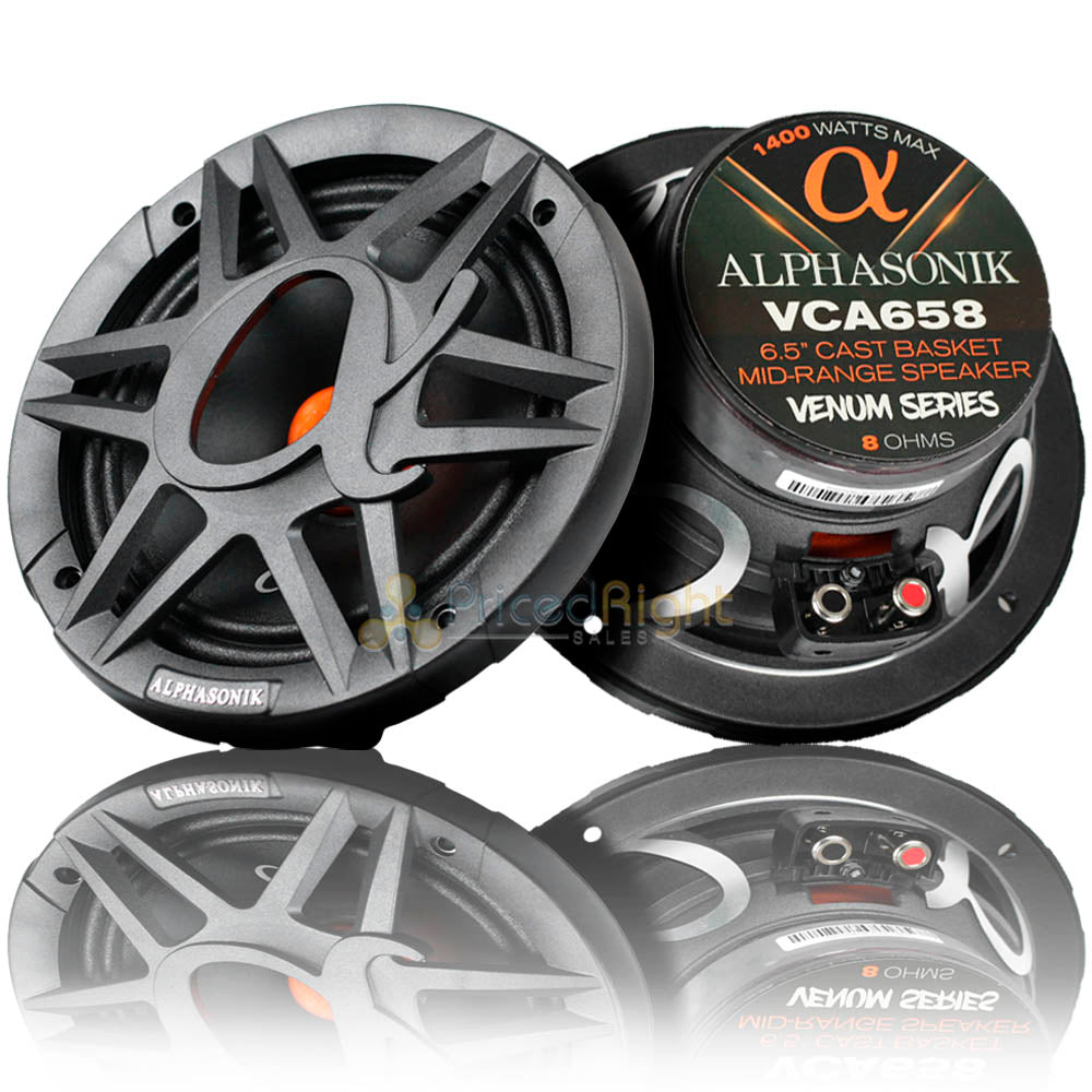 Alphasonik 6.5" Midrange Speakers 1400 Watts Max 8 Ohm Venum Series VCA658 Pair