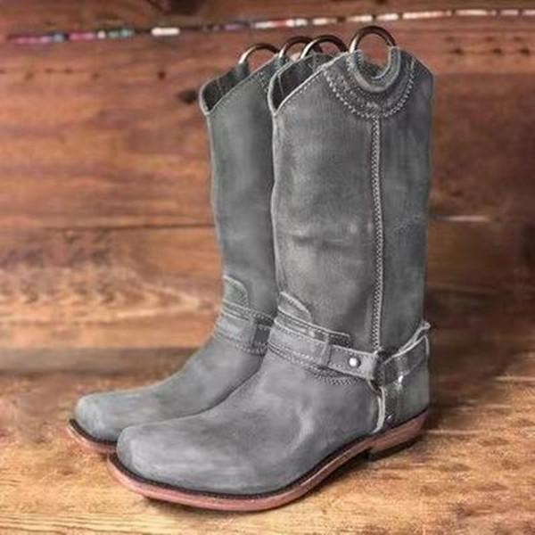 plain round toe date outdoor mid calf flat boots
