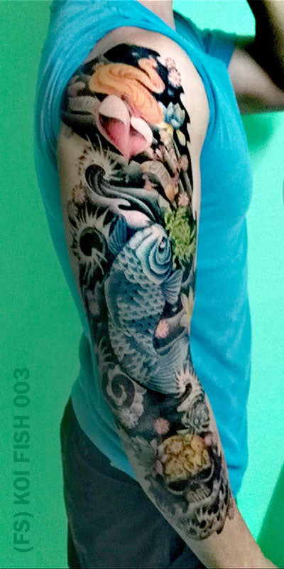 green koi fish tattoo designs