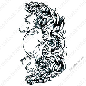Skull And Roses Temporary Tattoo 055 – Tintak Tattoo