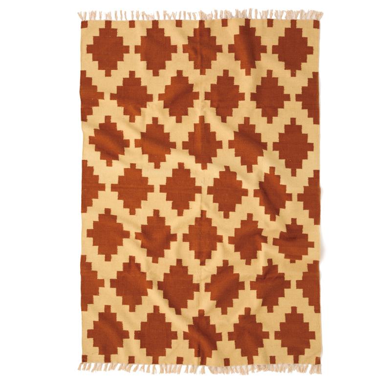 コットン100％のインド製手織りラグ COTTON TRIBAL RUG