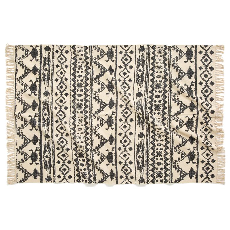 コットン100％のインド製手織りラグ COTTON ETHNIC PRINT