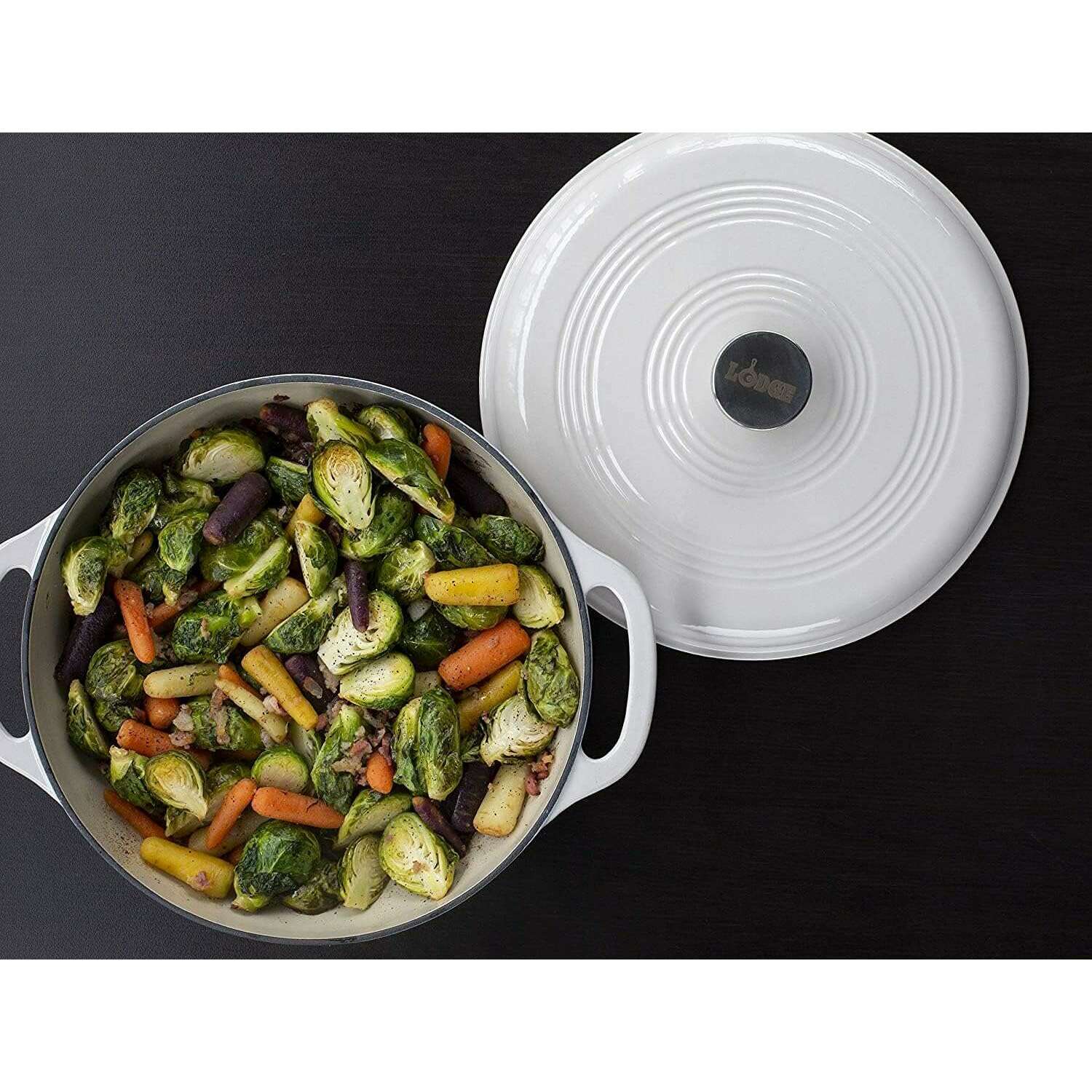 7.38L White Enameled Cast Iron Dutch Oven - Image 5