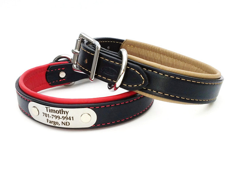 leather dog collars with name plate