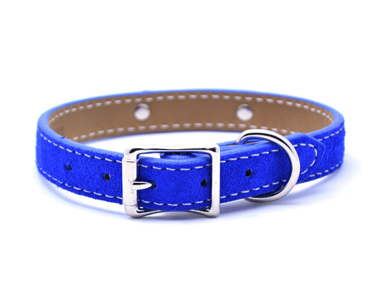 Suede Leather Dog Collar with Laser Engraved Nameplate – Flying Dog Collars