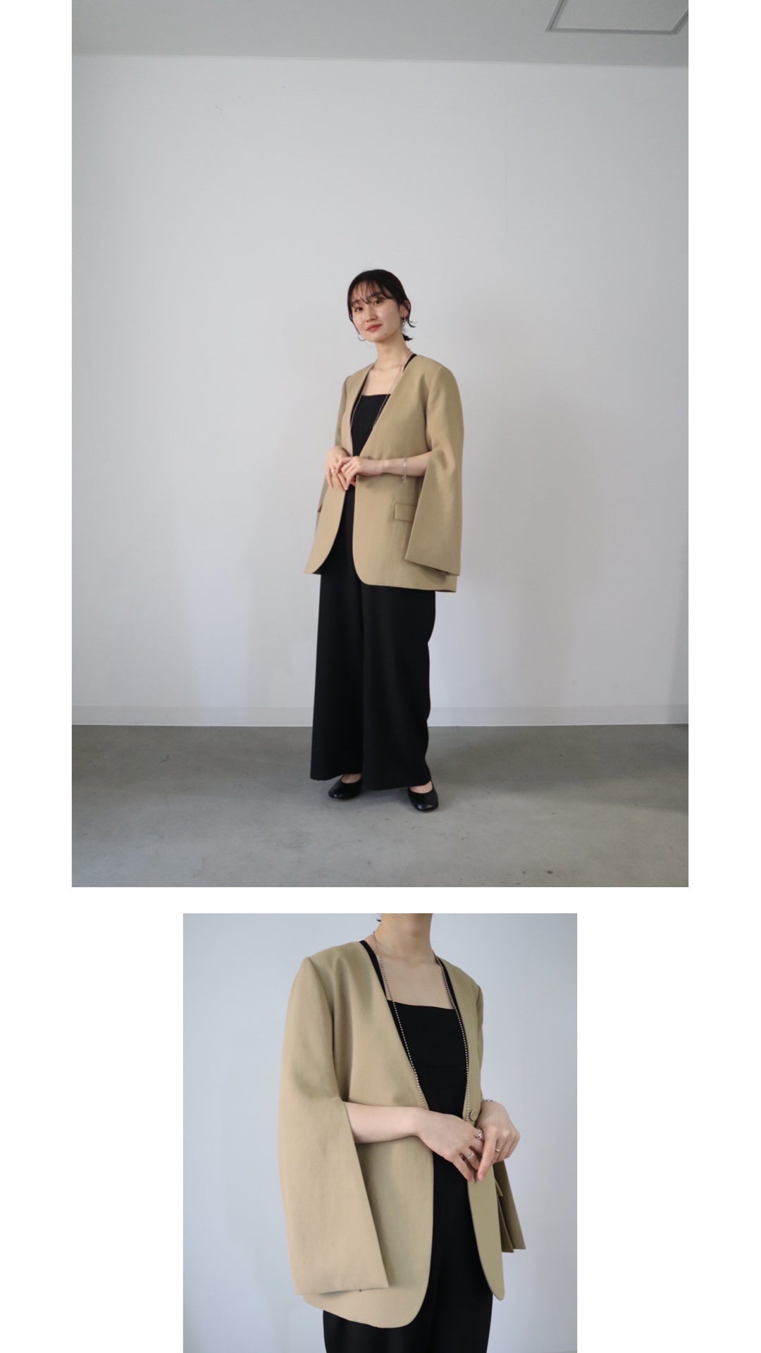 louren slit sleeve no collar jacket