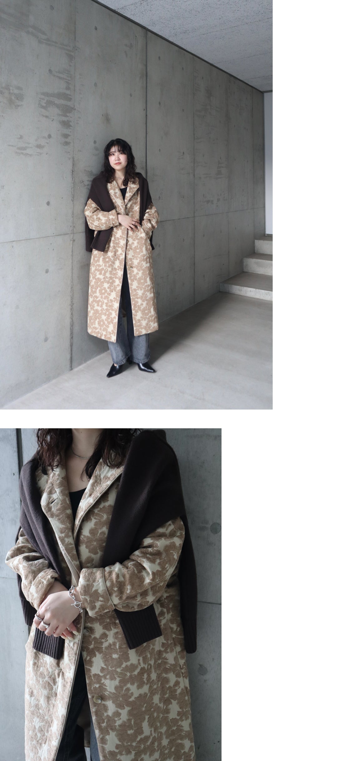 【louren】flower mole jacquard coat