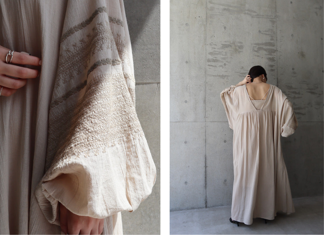 volume sleeve embroidery dress – louren store