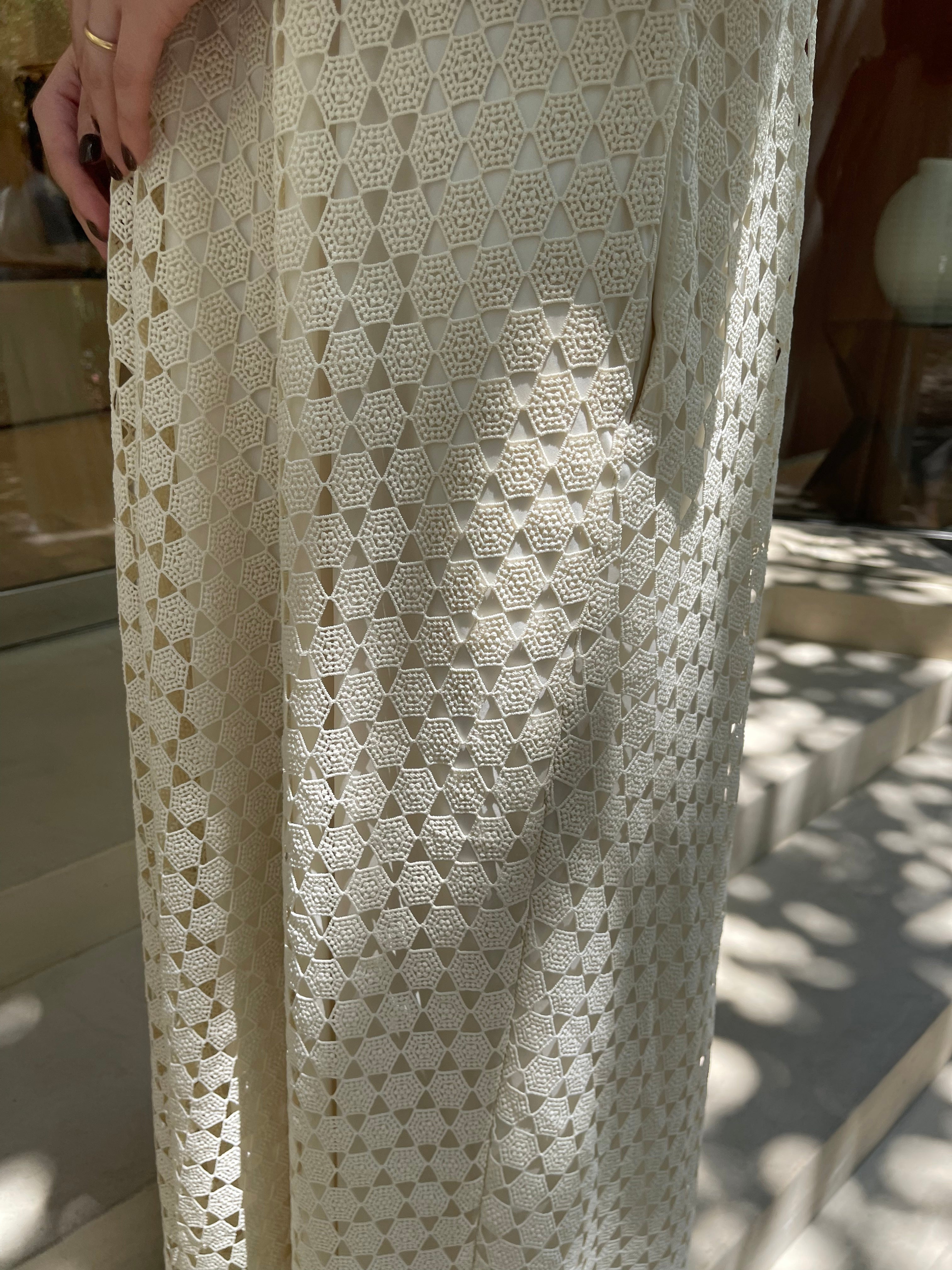 louren geometric lace dress