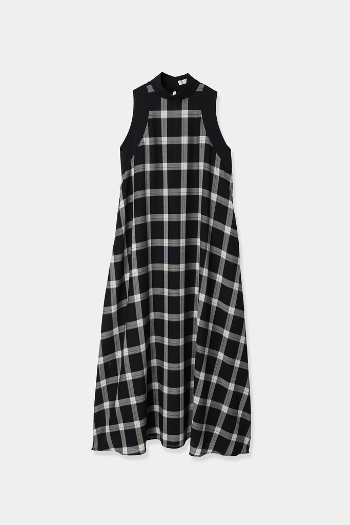 louren stand collar check dress サイズS-