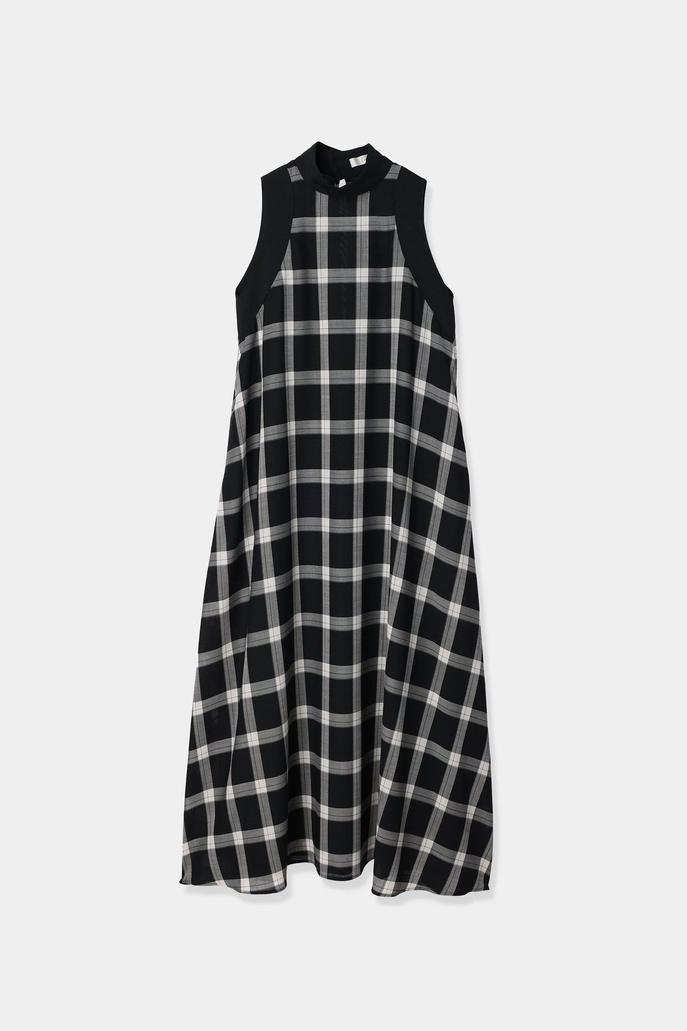 louren / stand collar check dress-