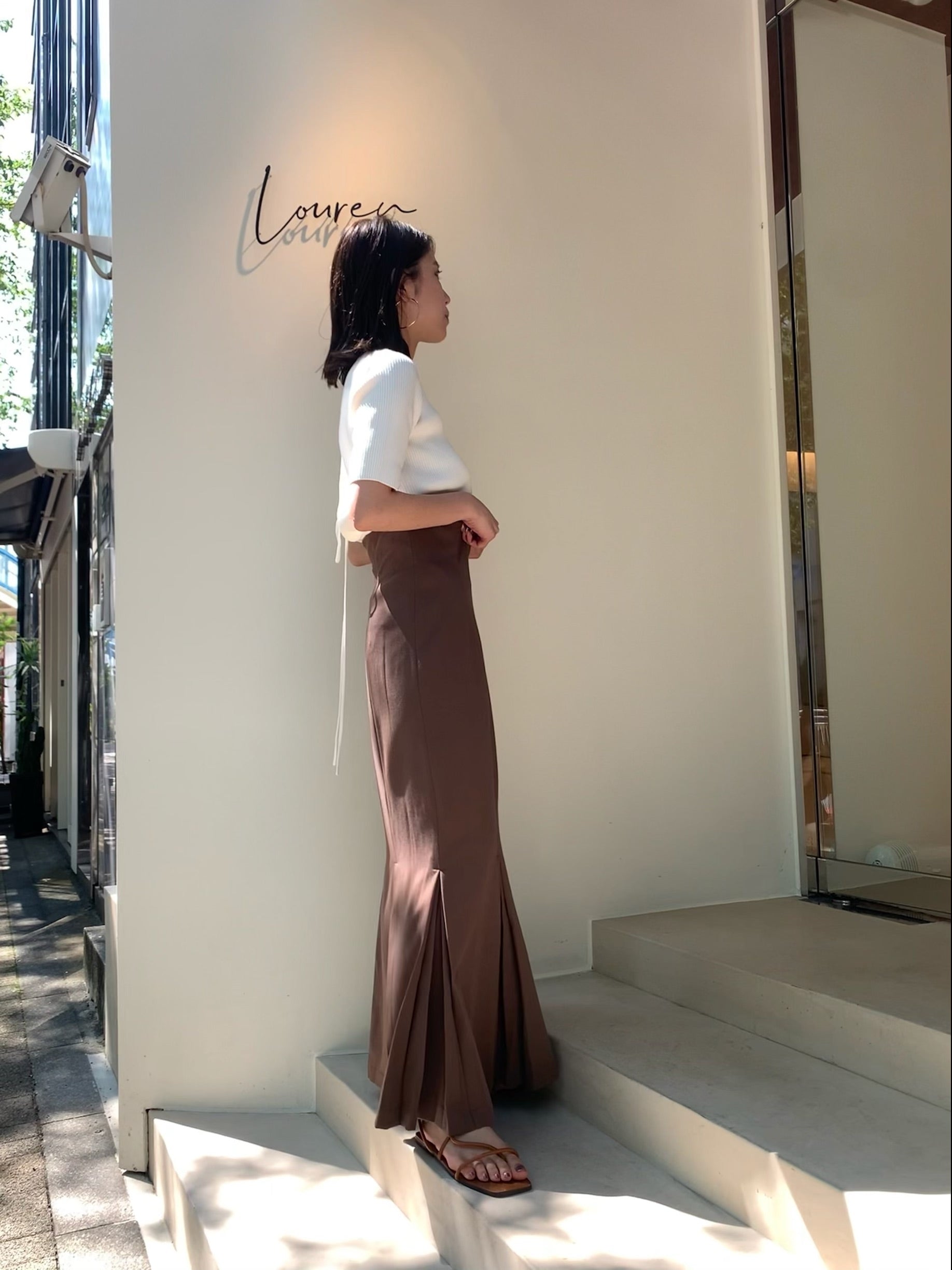 ロングスカートlouren mermaid pleats skirt