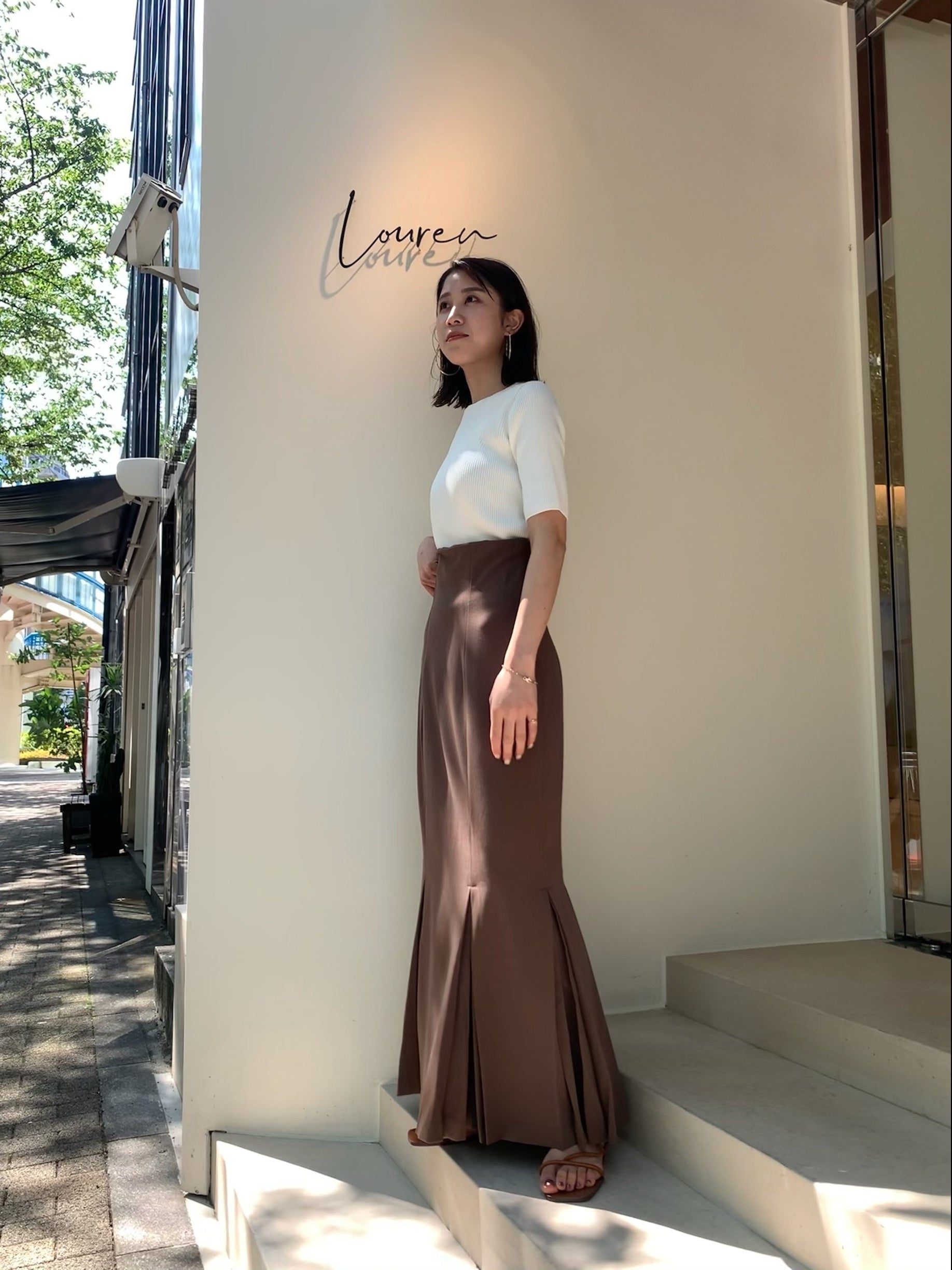 レディースlouren mermaid pleats skirt  brown S