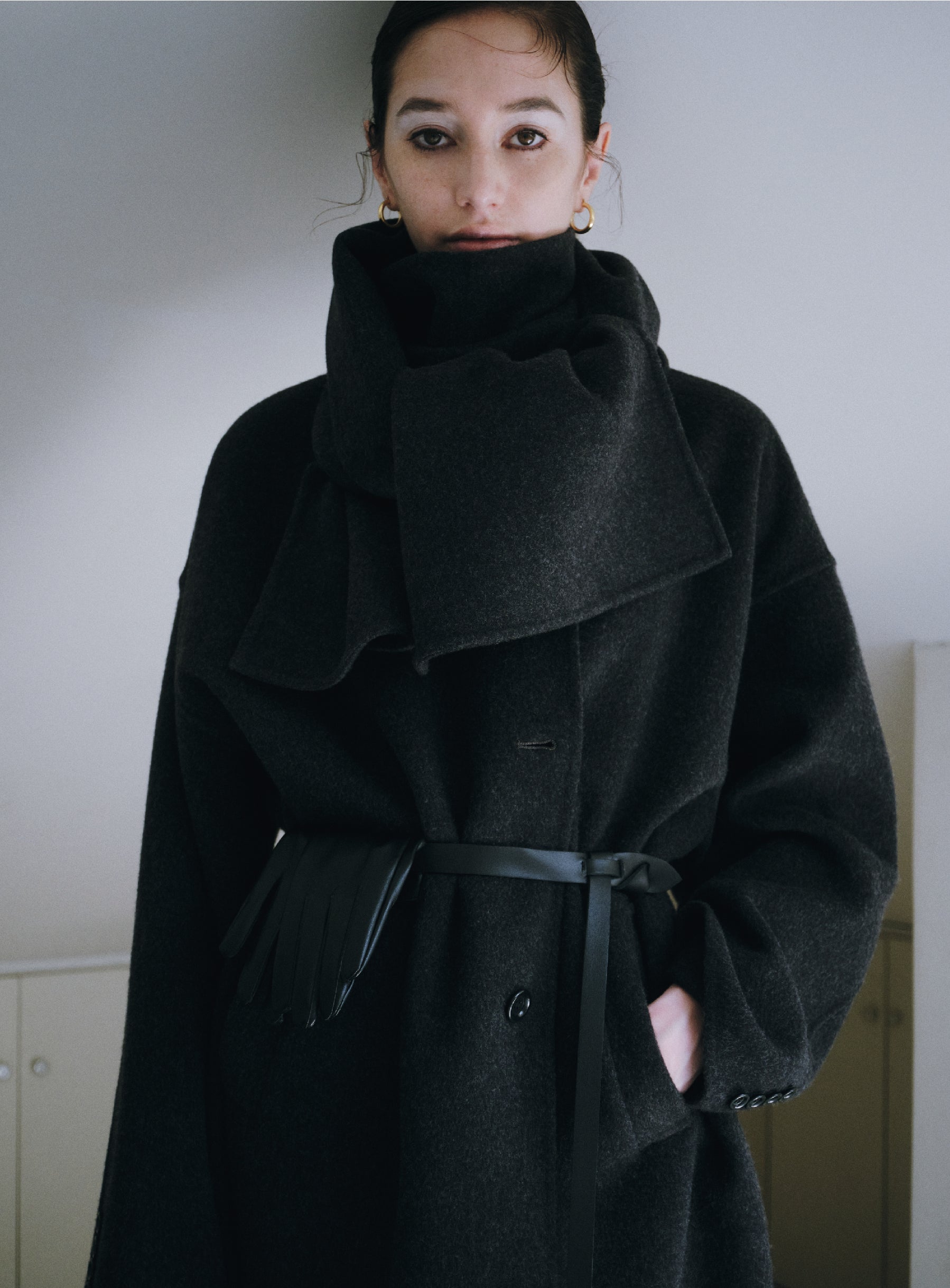 louren doubleface muffler wool coatジャケット/アウター - ロングコート