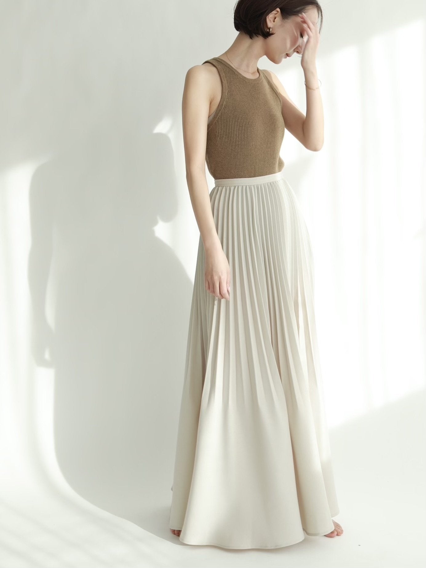 louren   pleats flare long skirtスカート