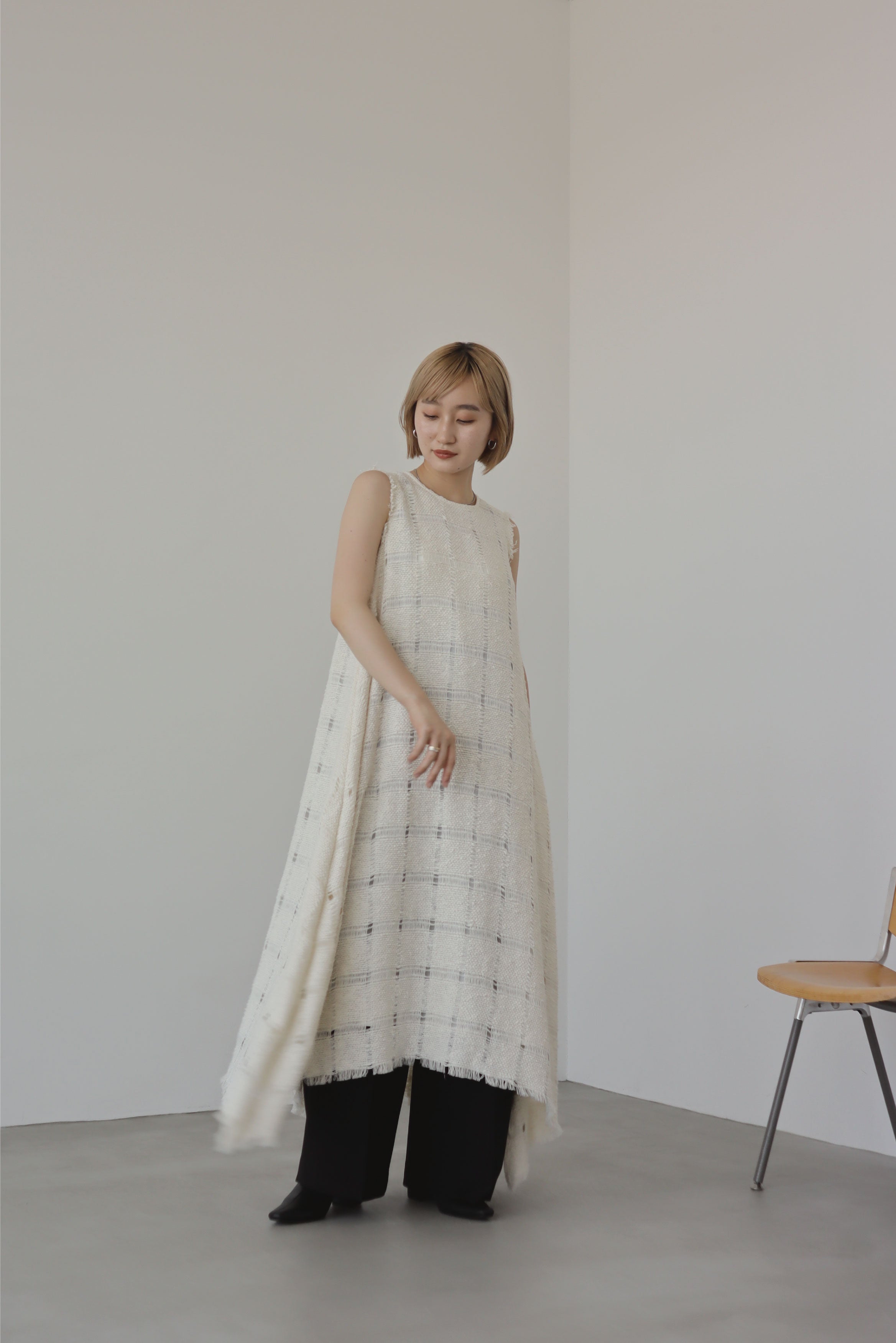 slub yarn check dress – louren store