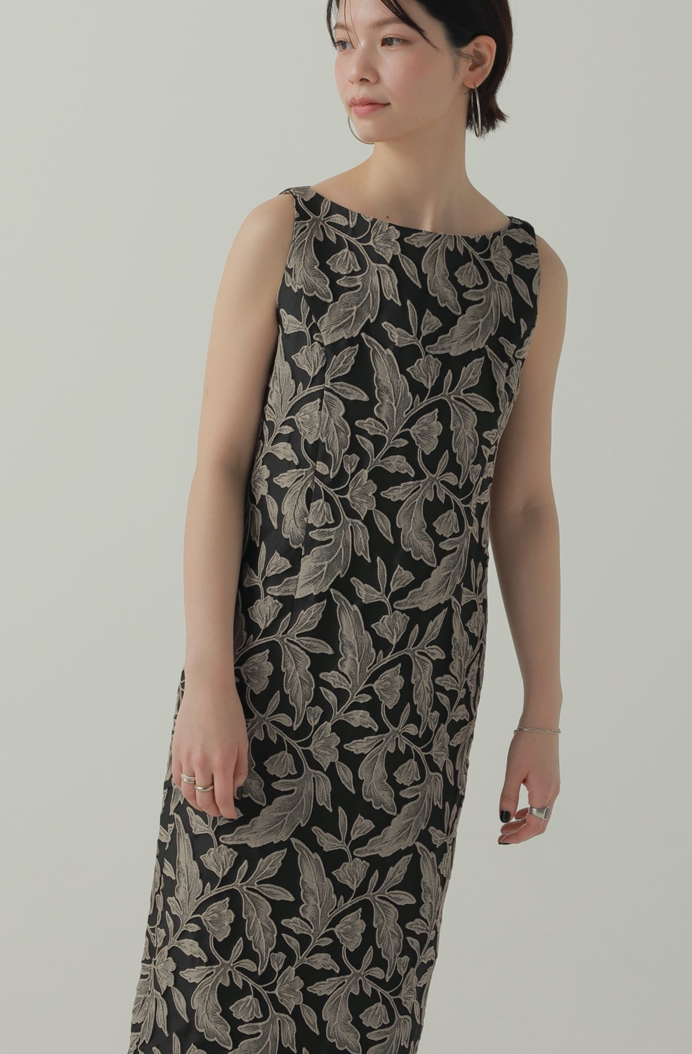 910cm【louren】flower jacquard pencil dress