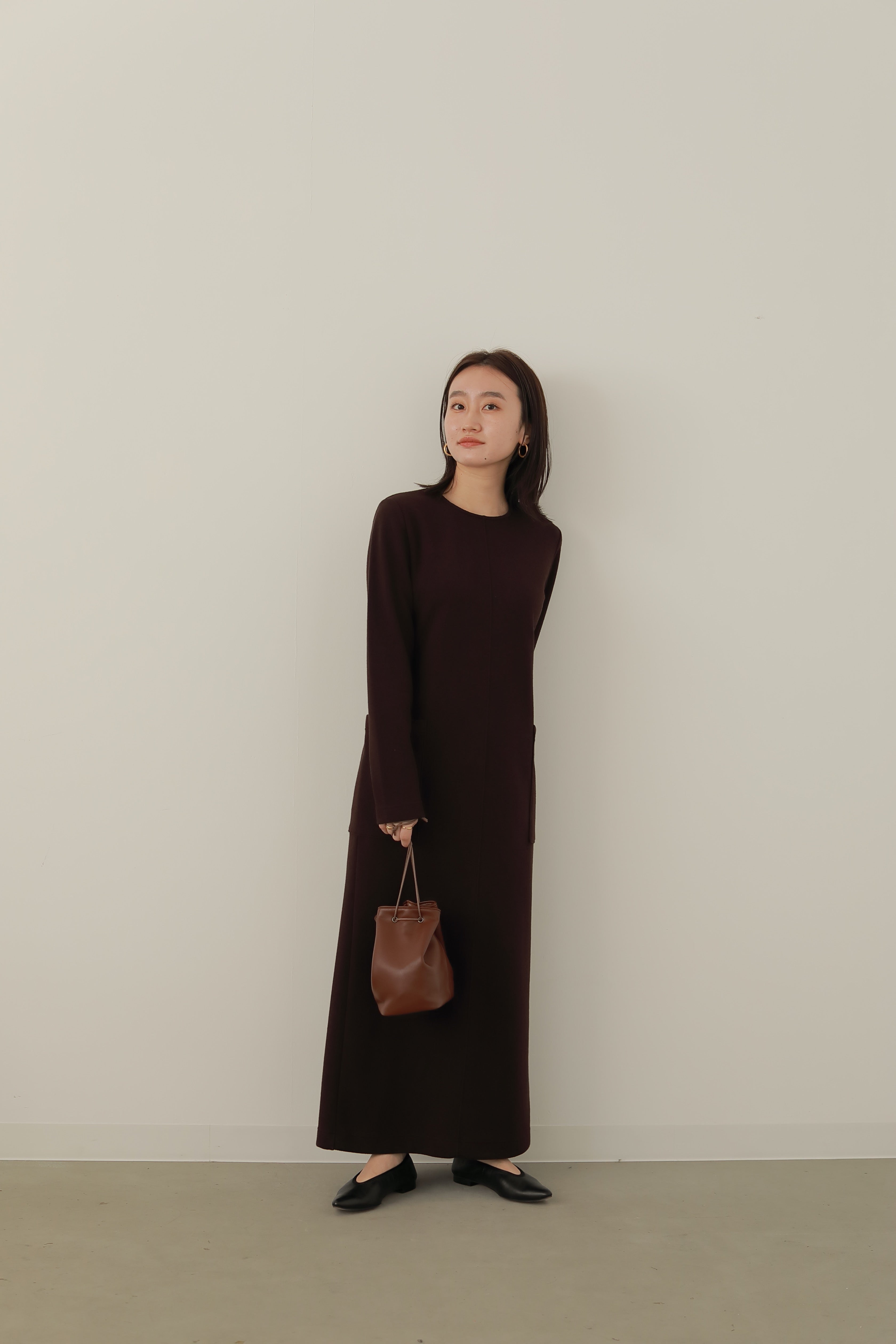 louren】louren georgette pencil dress - ロングワンピース