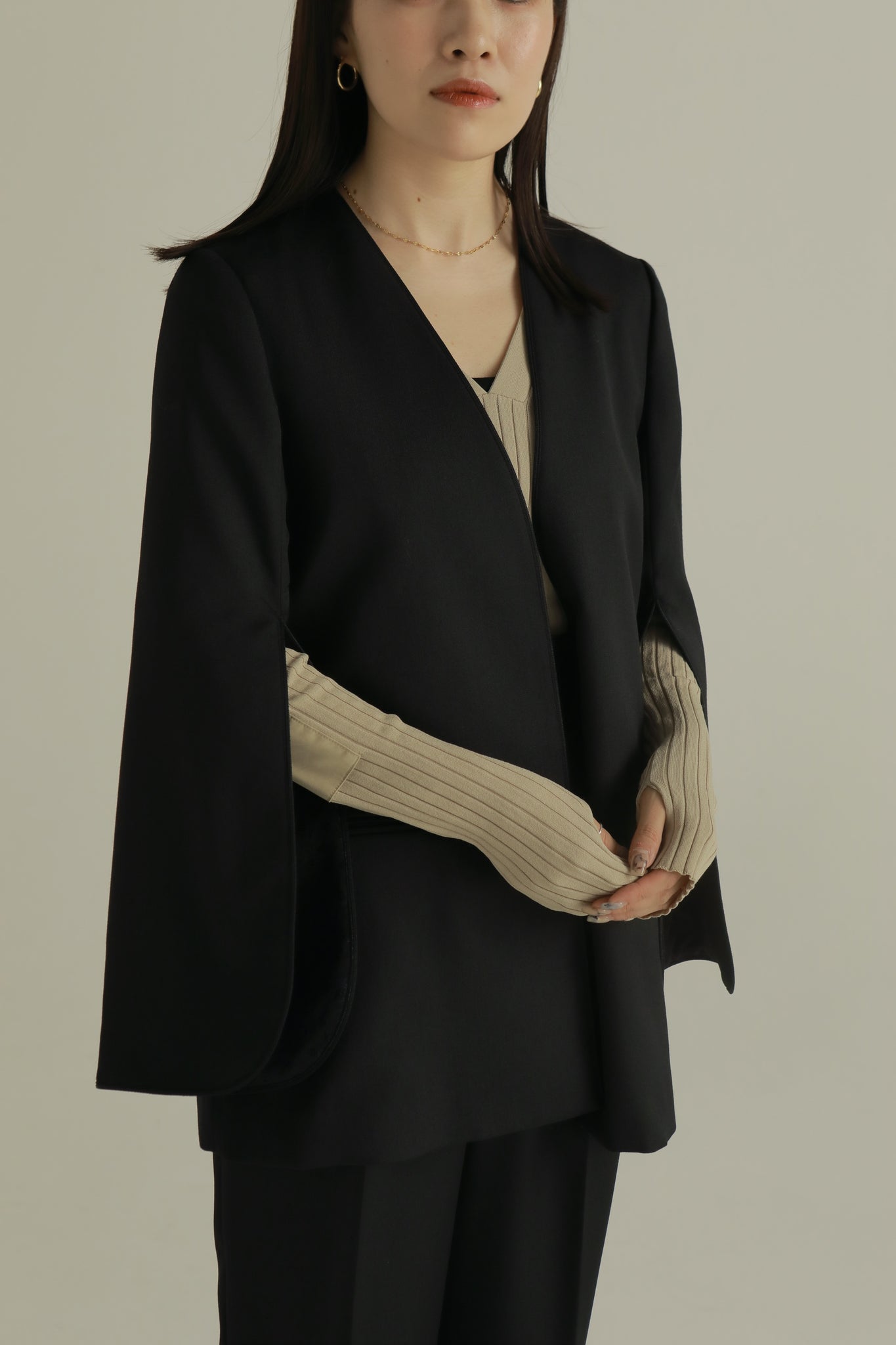 louren / slit sleeve backjacquard jacketローレン