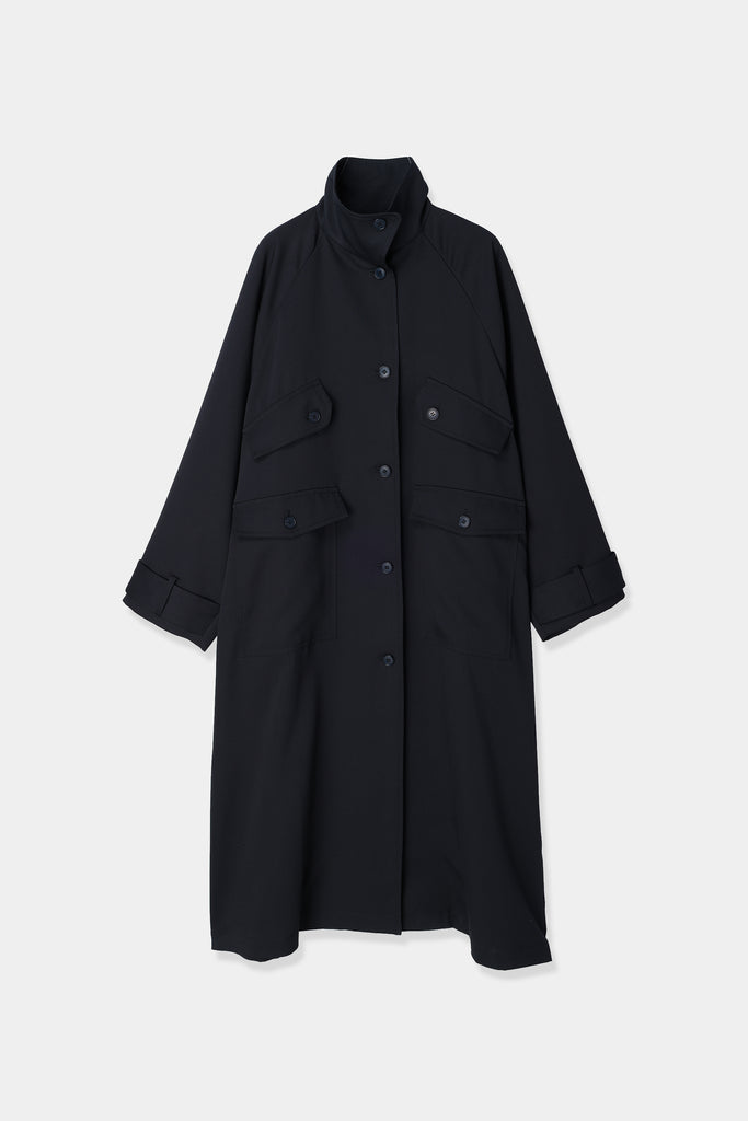 充実の品 over collar stand louren coat ネイビー ジャケット