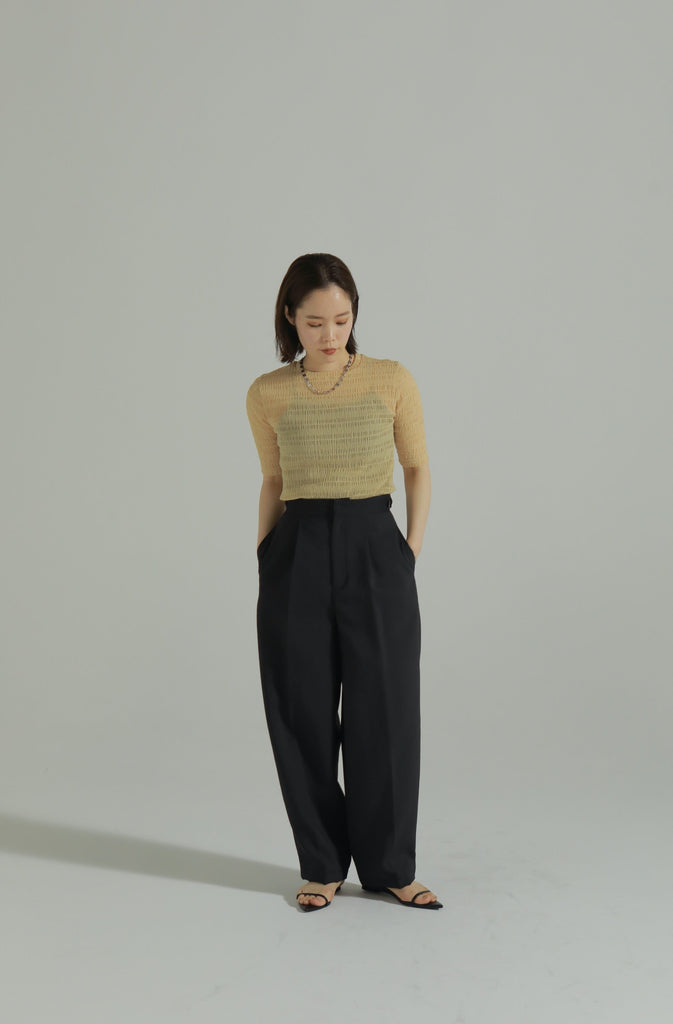 louren center press cocoon pants log-cabin.jp