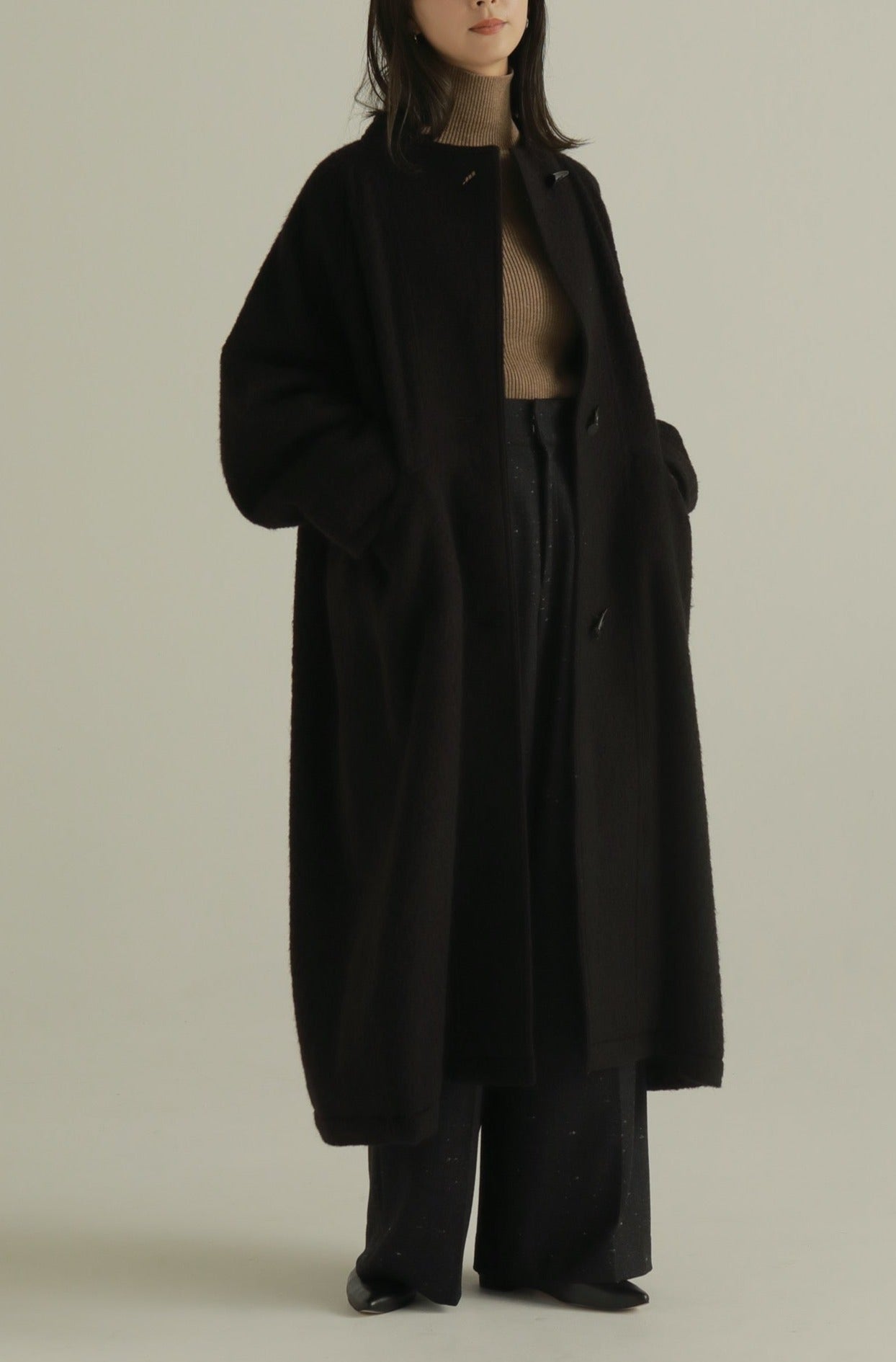 lourenlouren mohair shaggy long coat black