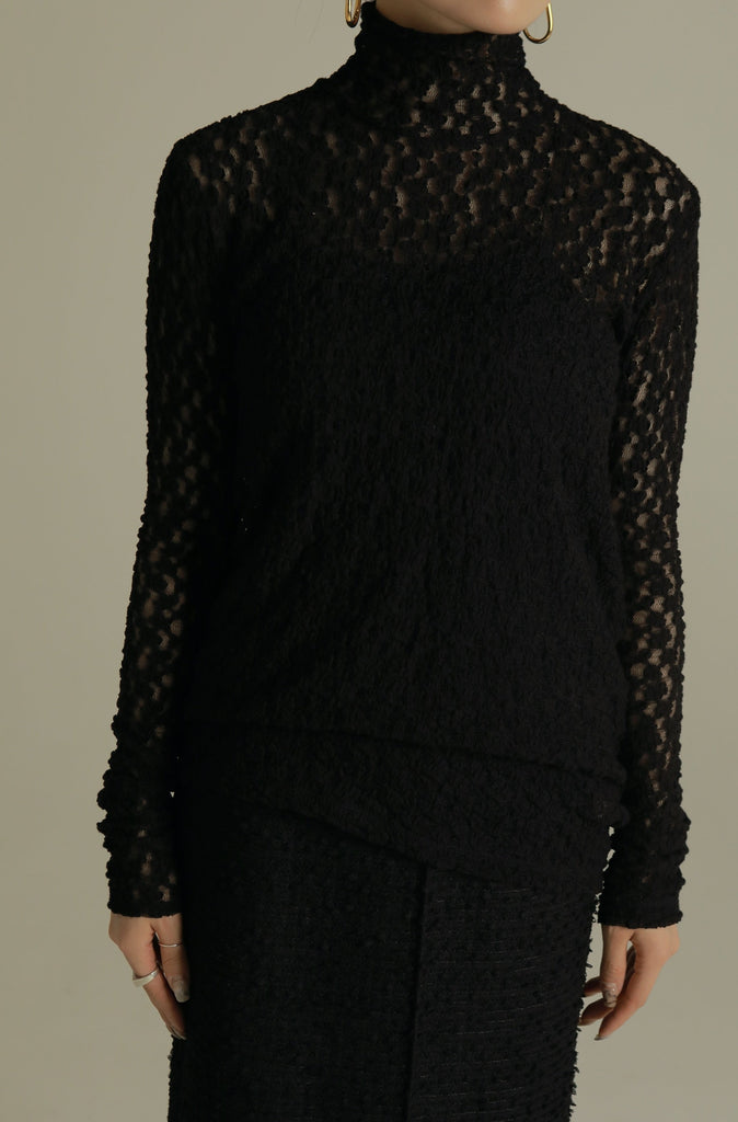 louren stretch flowerlace turtleneck | papreplive.com