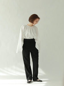 flare sleeve cotton gather blouse