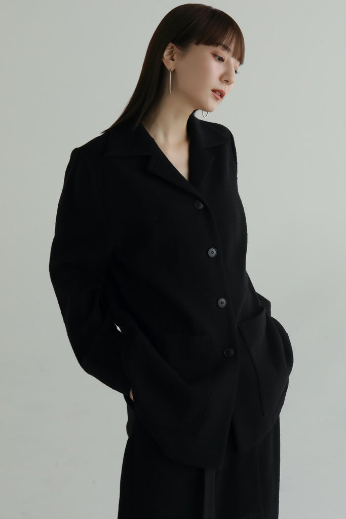 louren slub tweed jacket black-